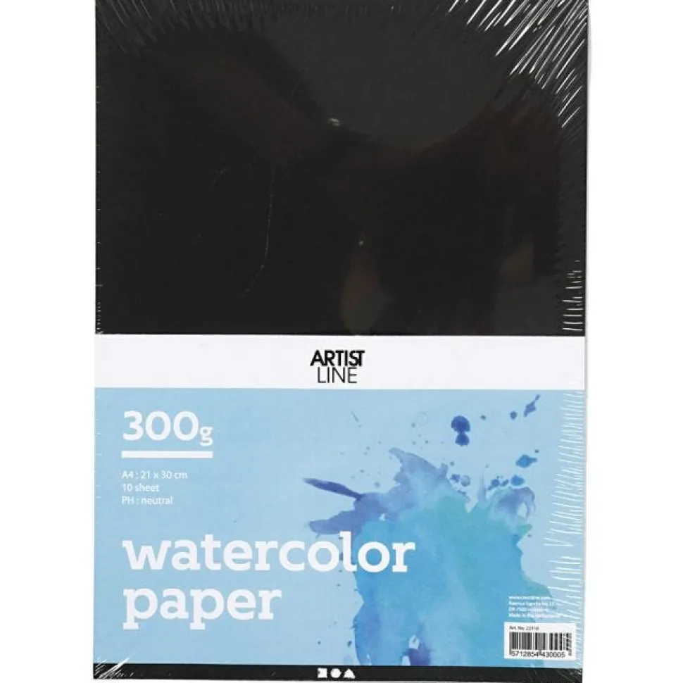 Akvarelpapir A4 / 300 Gr. - Sort, 10 Ark