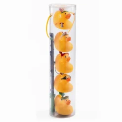 Badeaender, 5 Stk Gule 8 Cm + 2 Fiskestaenger