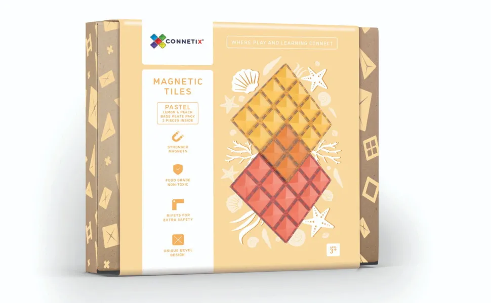 Connetix | Baseplates, Lemon & Peach, 2 Stk