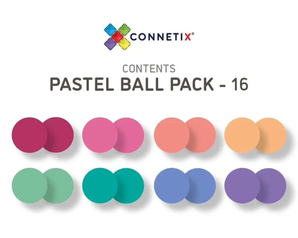 Connetix | Pastel Kugler Til Kuglebane, 16 Stk