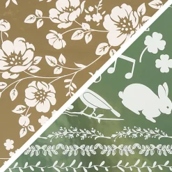 Dekorationsfolie M. Blomster - Guld + Gron
