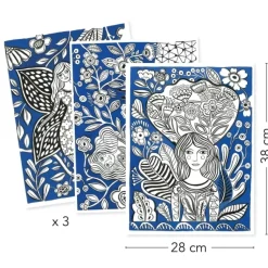 Farvelaegningsplakater - Blomster, 3 Stk