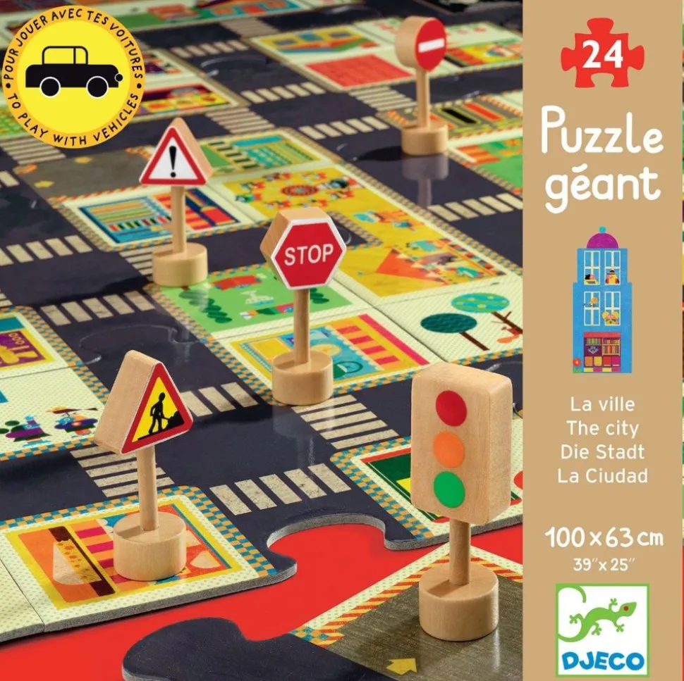 Gulvpuslespil Med 24 Brikker - Byen