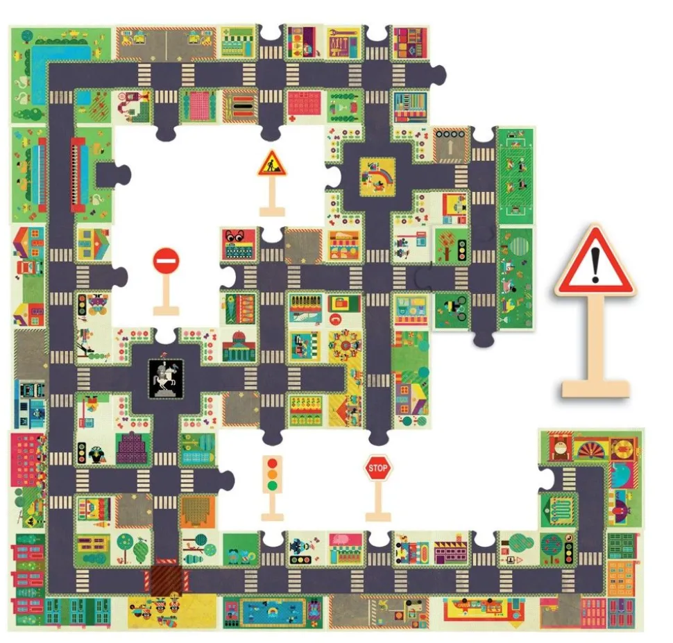 Gulvpuslespil Med 24 Brikker - Byen