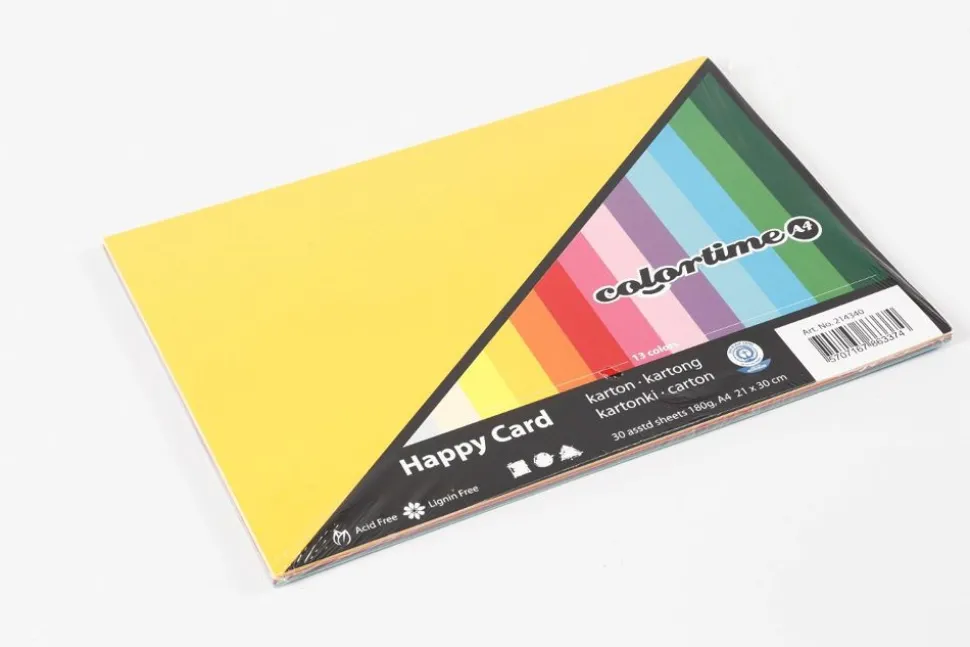 Karton A4 - Forarsfarver, 30 Ass. Ark