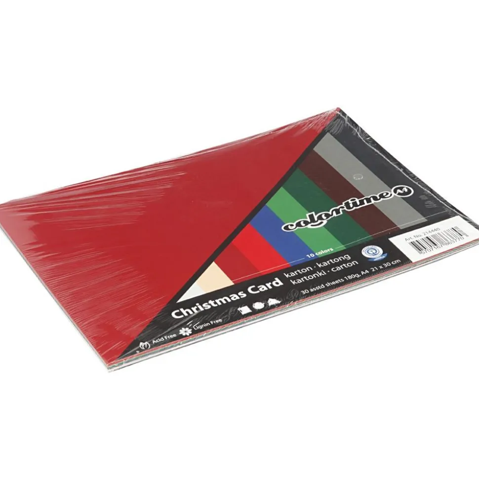 Karton A4 - Julefarver, 30 Ass. Ark