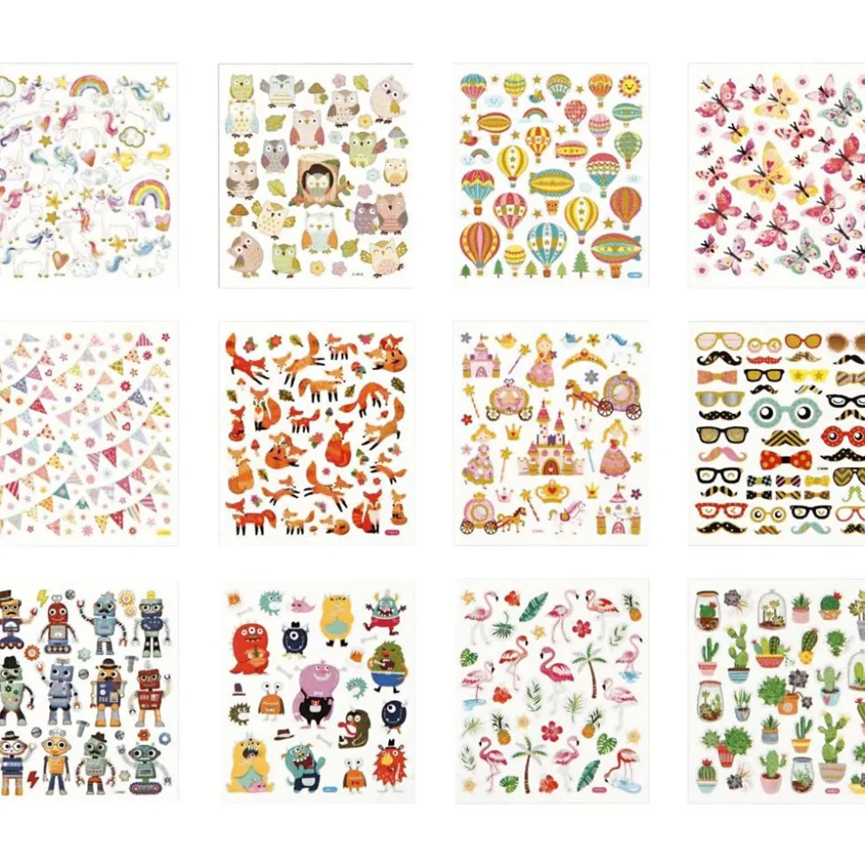 Klistermaerker - Diverse, 12 Ark