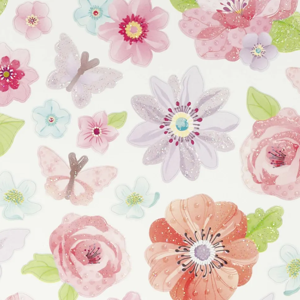 Klistermaerker - Rosa Forarsblomster, 1 Ark