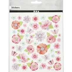 Klistermaerker - Rosa Forarsblomster, 1 Ark