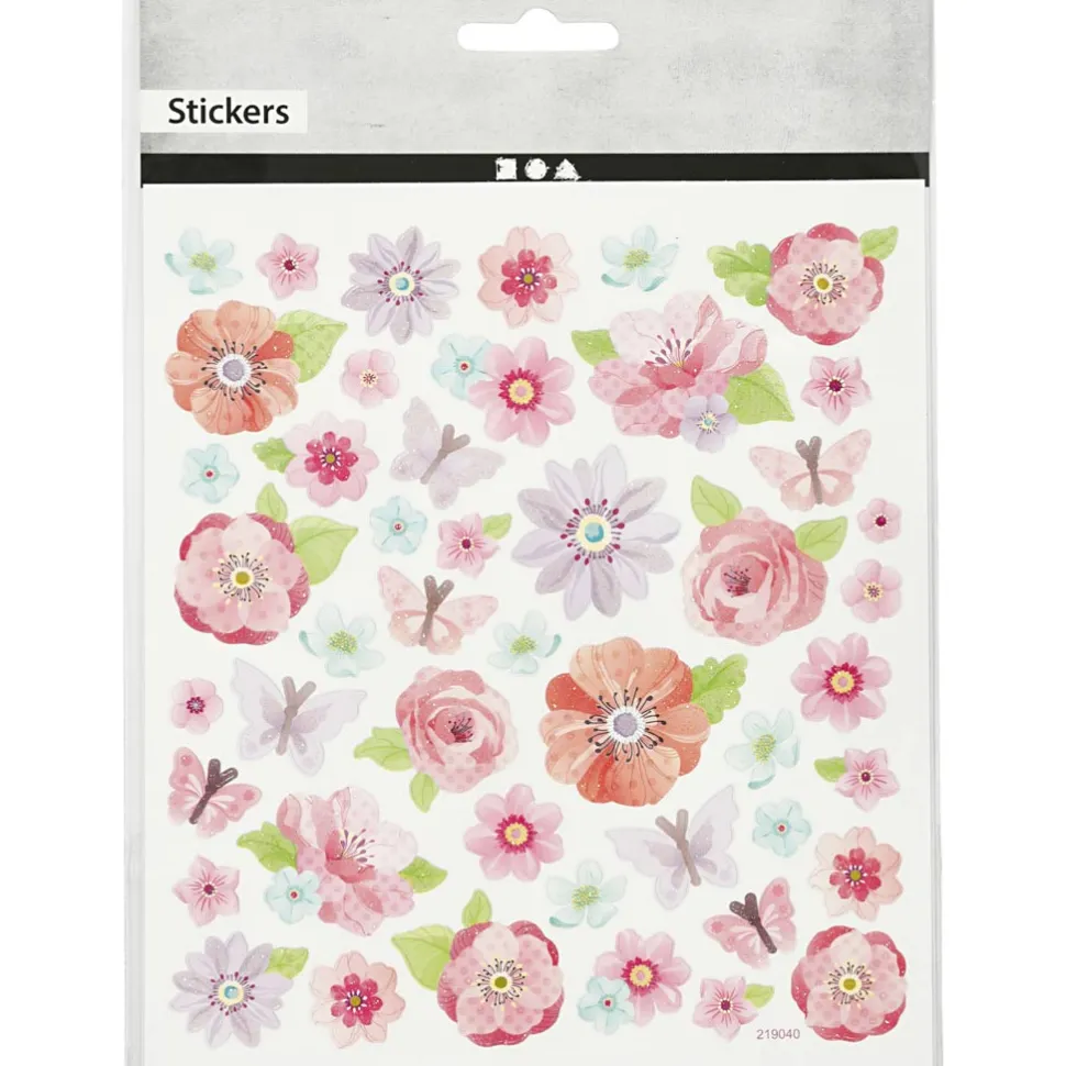 Klistermaerker - Rosa Forarsblomster, 1 Ark