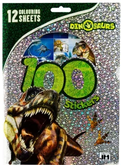 Klistermaerker 100 Stk + Tegninger 12 Stk, Dino