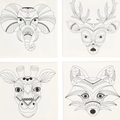 MalerLærred M. Dyr - 20 X 20 Cm, 4 Stk