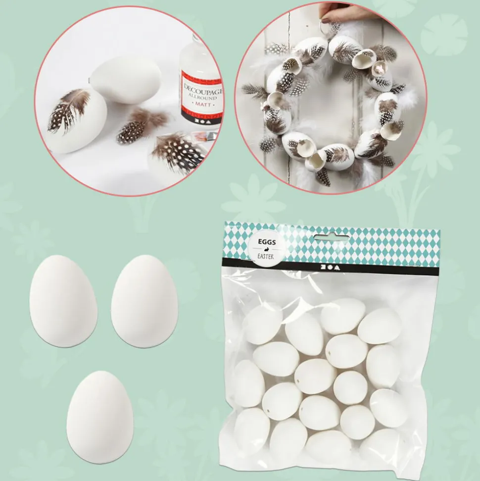 Paskeaeg - H: 4 Cm, Hvide, 18 Stk