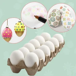 Paskeaeg Af Plast, 12 Stk - H: 6 Cm