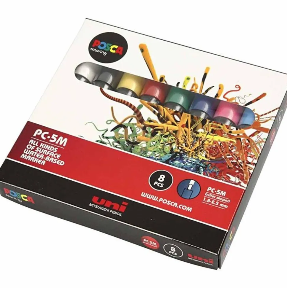 Posca Tusser Pc-5M - Basisfarver, 8 Stk.
