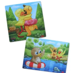Puslespil 6 + 9 Brikker - Bamse, Kylling & Aelling