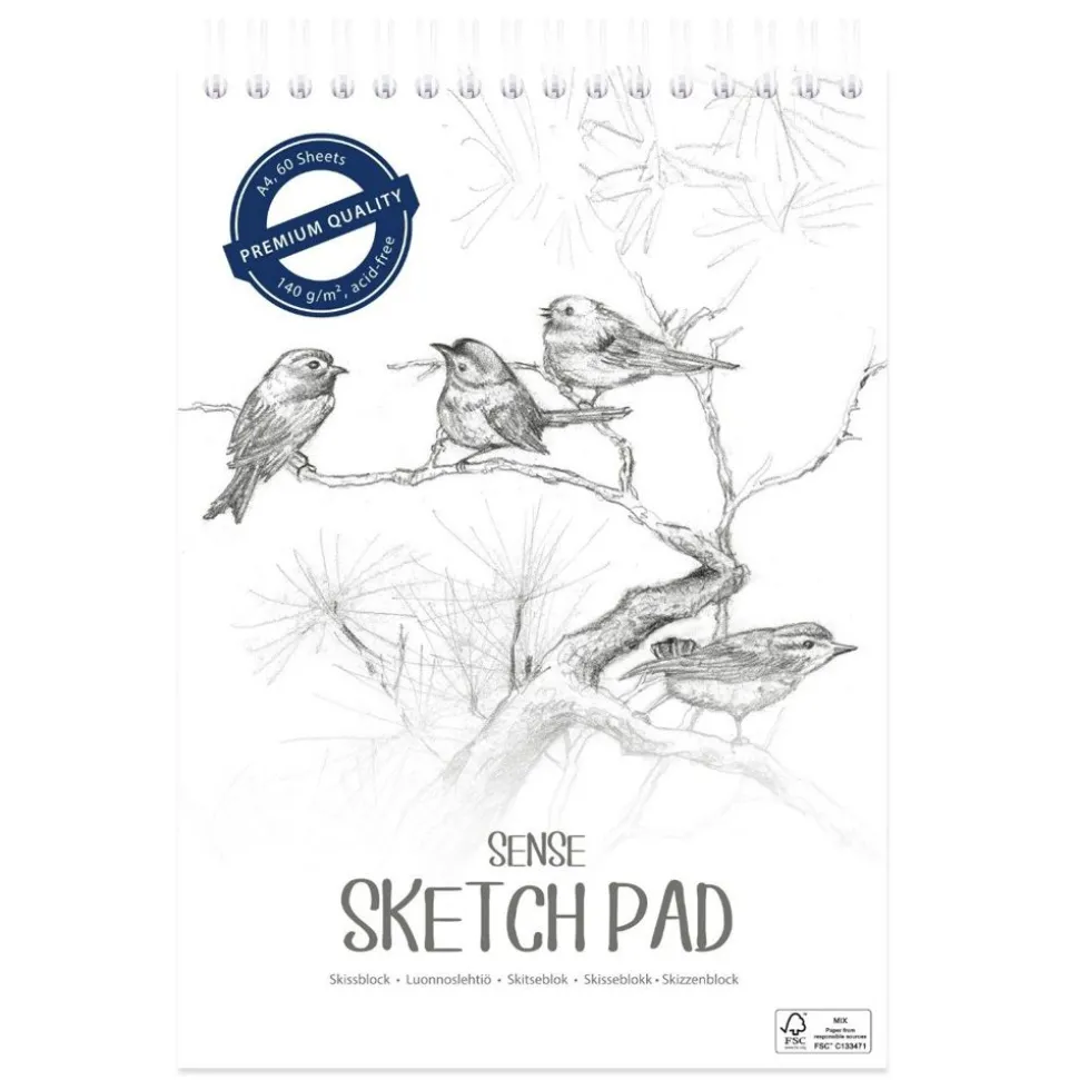 Skitseblok A4 / 140 Gr. - Hvid, 60 Ark