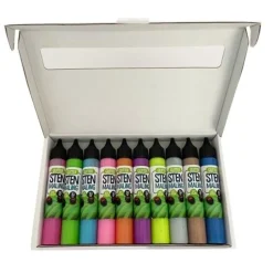 Stenmaling 10 X 30 Ml - Glitter